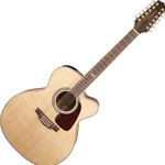 Takamine GJ72CE-12 NAT 12-String Jumbo with cutaway, solid spruce top, flame maple back and sides, gold hardware, natural gloss finish and TK-40D electronics